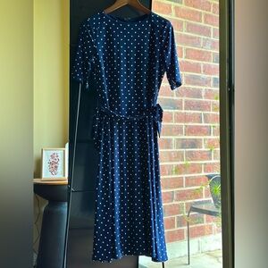 Anne Klein Navy and White Midi Dress